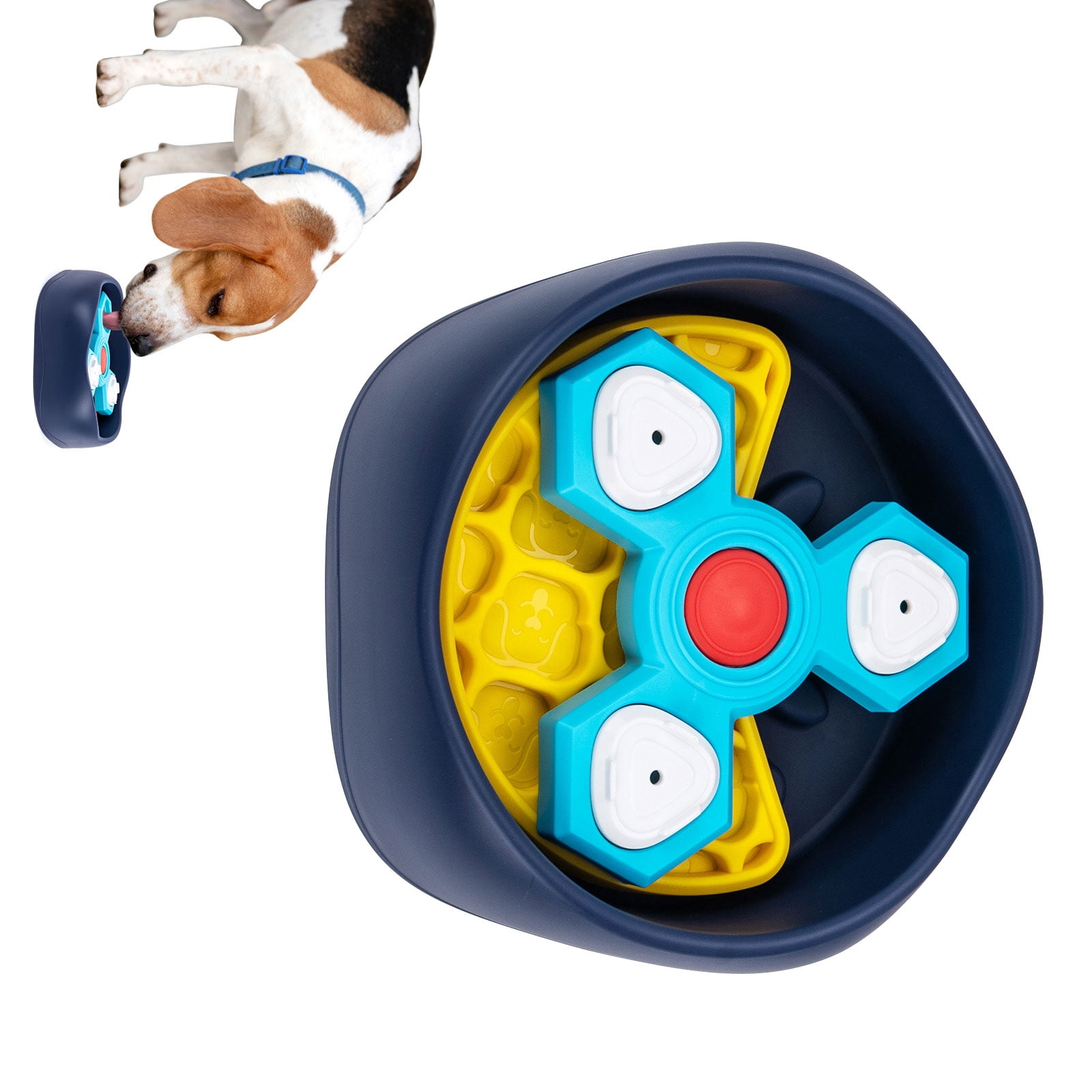 Large Capacity Slow Feed Dog Bowl With 3 Compartment Revolving Sections To Control Eating Speed