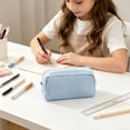 thumbnail image 1 of Large Capacity Soft Cloth Pencil Case Portable Multifunctional Storage Bag for Office Supplies Elegant Design Versatile Use Cute Stationery Organizer Blue, 1 of 8