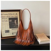 Large Capacity Soft PU Leather Tote Bag with Fringe Detail, Magnetic Closure and Zipper Pocket for Womens Daily Commute and Urban Minimalist Style