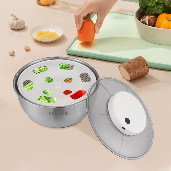 Large Capacity Spacious Design Round Electric Salad Spinner Fruit Vegetable Washer Dryer for Kitchens