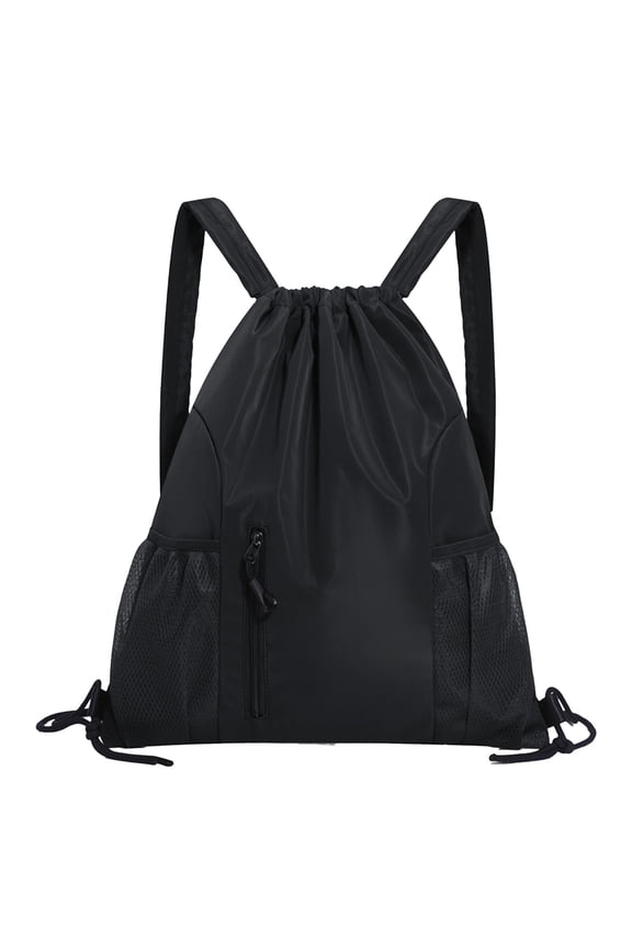 Large Capacity Sports Drawstring Backpack - String Swim Gym Bag with Shoes Compartment and Wet Proof Pocket for Women&Men