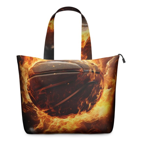 Large Capacity Sports Tote Bag for Women with Zipper Closure, Baseball Print Travel Bag for Gym & Weekender