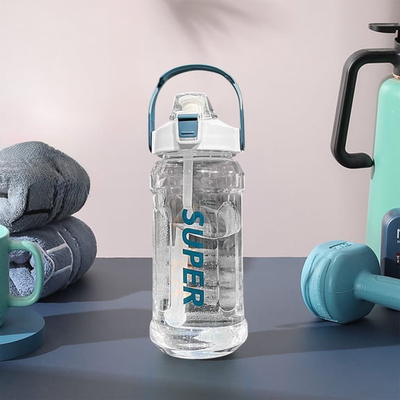 Large Capacity Sports Water Bottle 1.5L | Leak-Proof Shatterproof Plastic with Straw | Measurement Scale | Phone Stand Handle | Portable Trendy Hydration Cup 30x11cm