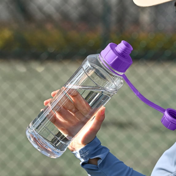 Large Capacity Sports Water Bottle 1L/33.8oz | Heat Resistant Shatterproof Plastic | Semi Transparent Frosted Finish | Leak Proof Portable Strap | Dishwasher Safe | Outdoor Fitness Hiking Camping