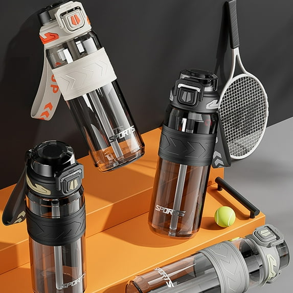 Large Capacity Sports Water Bottle with Straw | Dual Drinking Modes | High Temperature Resistant | One Click Open Lid | Portable Plastic Kettle | 910ml | Outdoor Hydration