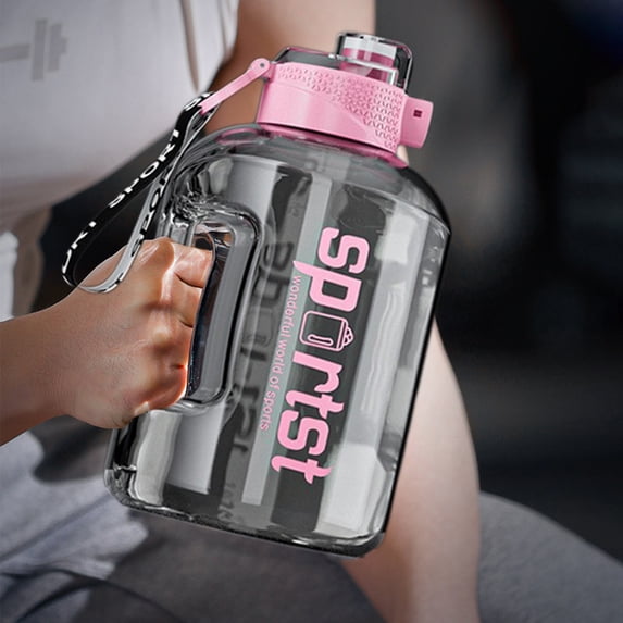 Large Capacity Sports Water Bottle with Straw and Carrying Rope, Portable for Gym and Camping, BPA Free Plastic, 1700ml