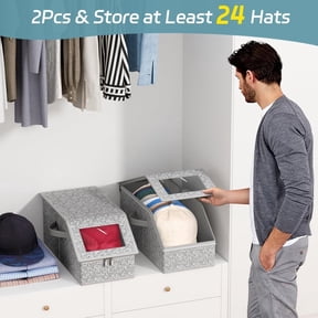 Large-Capacity Stackable Hat Storage Box with Clear Lid Durable Multifunctional Organizer for Baseball Caps, Home or Office Closet Shelving
