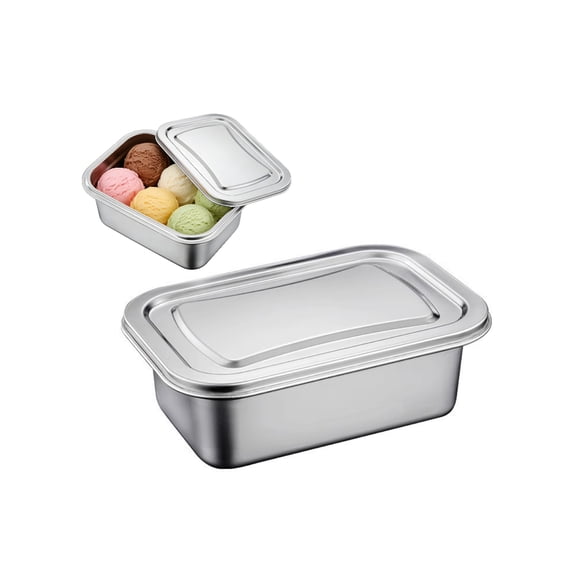 Large Capacity Stackable Stainless Steel Freezer Box Ice Cream Storage Container With Lid For Frozens Dessert