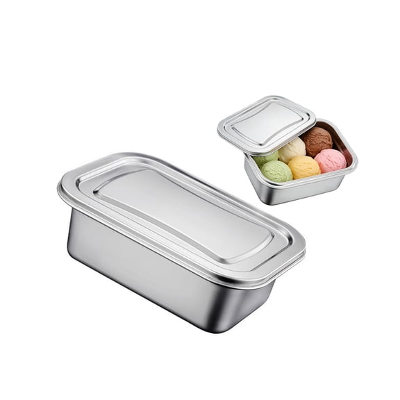 Large Capacity Stackable Stainless Steel Freezer Box Ice Cream Storage Container With Lid For Frozens Dessert