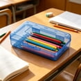 thumbnail image 1 of Large Capacity Stackable Translucent Plastic Pencil Case Box with Snap‑Tight Locking Lid, Multipurpose Desktop Storage Organizer Container for Pens Pencils Markers Erasers Scissors Craft Supplies, 1 of 6
