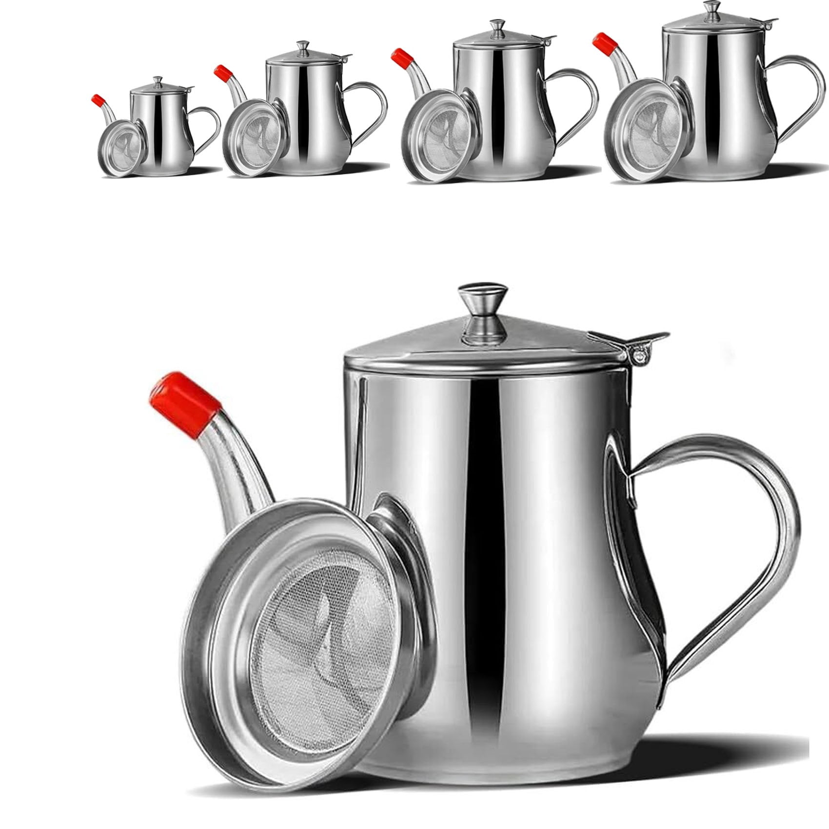 Large Capacity Stainless Steel Oil Strainer Pot, Reusable Bacon Grease ...
