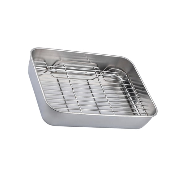 Large Capacity Stainless Steel Roasting Pan with Wire Rack For Even Baking Grilling Tray Durability And Rusts Proof