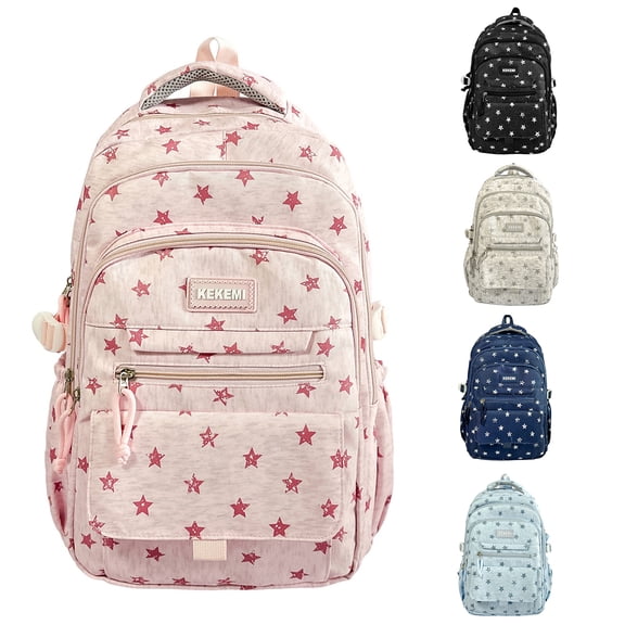 Large Capacity Star Print Back To School Backpack, Light Bright Tone Comfort Carry Bag For Kids Daily Campus & Short City Trips (Sky Blue)