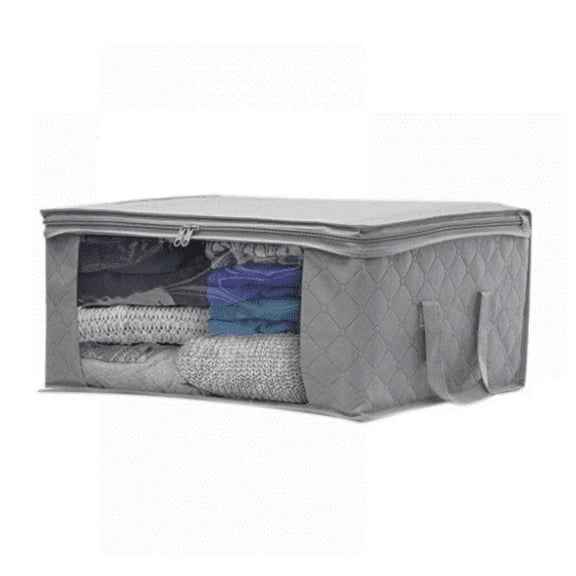 Large Capacity Storage Bag, Foldable Clothes Storage Organizer With Clear Window & Carry Handles, Great for Clothes, Blankets, Closets, Bedrooms and More