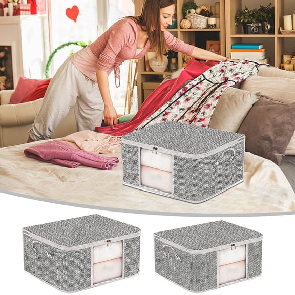 Large Capacity Storage Bag, Portable Packaging Box for Quilts and Bedding, Folding Fabric Organizer for Closet, Moisture Proof Container for Clothing and Household Season Change, by UKHCCC