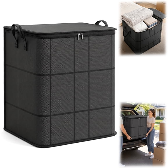 Large Capacity Storage Bags, Foldable Closet Organizers for Clothes Blankets Comforters, Space Saving Storage Bins(110L)（15.75"×19.69"×19.69"）