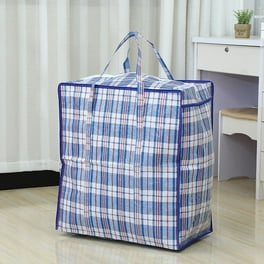 Dream Lifestyle Large Capacity Storage Bags Large Plastic Checkered Storage Laundry Bag with Zipper Handles for Shopping Moving Travel