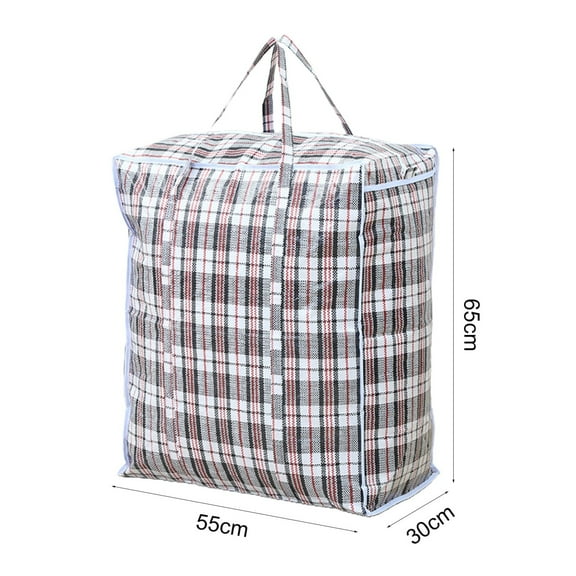 Large Capacity Storage Bags Large Plastic Checkered Storage Laundry Bag with Zipper & Handles For Shopping Moving Travel, Waterproof Quilt Storage Bag 55*65*30Cm Blue By Shiogb