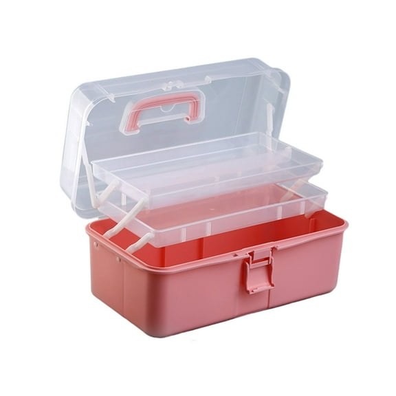 Large Capacity Storage Box Three-Layer Storage Case with Handle Plastic Box for Art Materials Paints