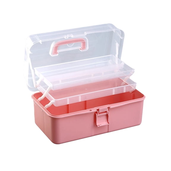 Large Capacity Storage Box Three-Layer Storage Case with Handle Plastic Box for Art Materials Paints