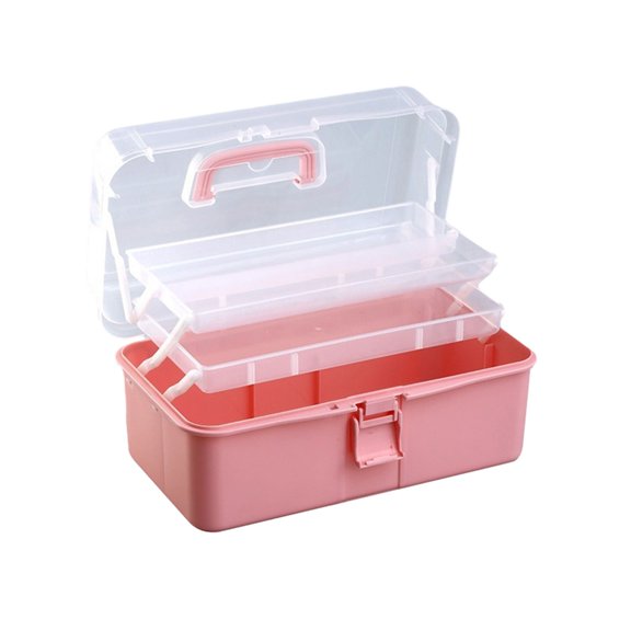 Large Capacity Storage Box Three-Layer Storage Case with Handle Plastic Medicine Box for Art Materials Paints Medicine