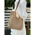 thumbnail image 1 of Large Capacity Straw Bag for Woman Versatile Seaside Vacation Female Beach Shoulder Bag Hand Woven Commuter Tote Handbags, 1 of 6