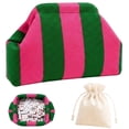 thumbnail image 1 of Large Capacity Striped Mahjong Tile Bag with Dice Pouch, Woven Crossbody Mahjong Organizer, Portable Mahjong Accessories Storage Bag for Women Game Night Gift, Pink Green, 1 of 7