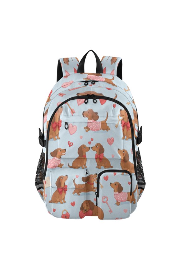 Large Capacity Student Backpack, 14 Inch Laptop Backpack, Wear-Resistant Polyester Travel Backpack with Reflective Strips for Commuting Outdoor Brown Gog Cute