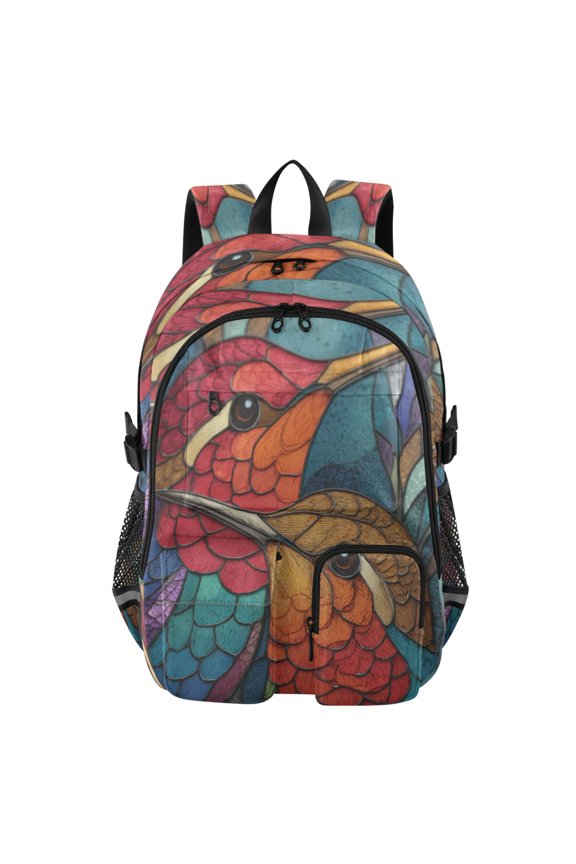 Large Capacity Student Backpack, 14 Inch Laptop Backpack, Wear-Resistant Polyester Travel Backpack with Reflective Strips for Commuting Outdoor Captivating Bird