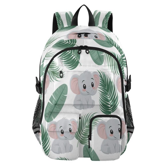 Large Capacity Student Backpack, 14 Inch Laptop Backpack, Wear-Resistant Polyester Travel Backpack with Reflective Strips for Commuting Outdoor Grey Koala Palm Motif