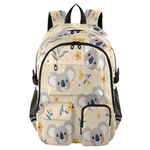 Large Capacity Student Backpack, 14 Inch Laptop Backpack, Wear-Resistant Polyester Travel Backpack with Reflective Strips for Commuting Outdoor Koala Bears Digital Pattern