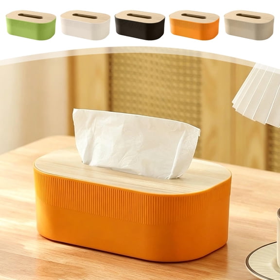 Large Capacity Stylish Tissue Box with Wooden Lid, Napkin Storage Container, Elegant Decorative Caddy for Living Room Desktop, Bedroom Counter, Car Interior and Household Daily Use