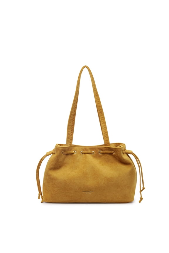 Large Capacity Suede Tote Bag for Women & Girls, Drawstring Ruched Shoulder Bag, Lightweight PU Leather Underarm Purse for Work & Daily Use(15.75" x 9.06" x 3.94", 0.93 lb)