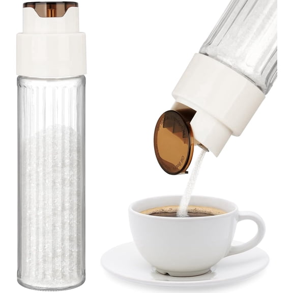 Large Capacity Sugar Dispenser Oil Glass Jar with Anti-Slip Ribbed Design for Sugar, Coffee Creamer, Salt, Oil 16.9 OZ