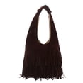 thumbnail image 1 of Large Capacity Tassel Decor PU Tote Bag Spacious Shoulder Bag Work Travel Daily Handbag, 1 of 6