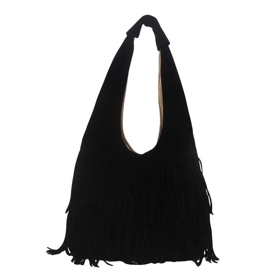 Large Capacity Tassel Decor PU Tote Bag Spacious Shoulder Bag Work Travel Daily Handbag