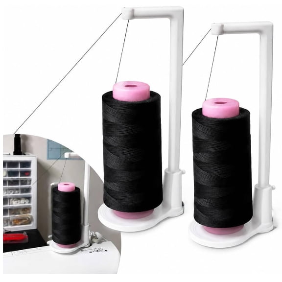 Large Capacity Thread Spool Stand, Thread Stand for Sewing Machine, White - Universal Spool Holder with Anti-Tangle Guide, Cone Thread Holder Bracket for Quilting Embroidery(White-2pcs)
