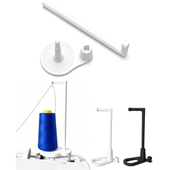 Large Capacity Thread Spool Stand, Universal Sewing Machine Thread Holder Bracket with Anti-Tangle Guide, Spool Holder Rack for Home Sewing (White-1PCS)