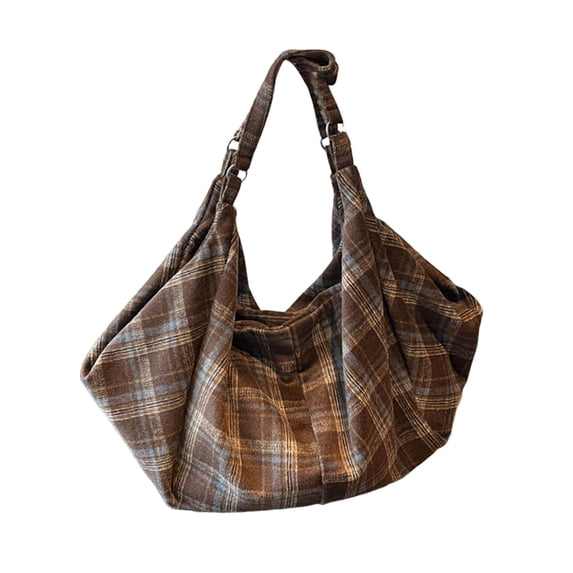 Large Capacity Tote Backpack Convertible Shoulder Crossbody With Checkered Pattern