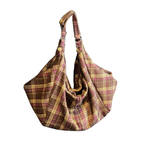 Large Capacity Tote Backpack Convertible Shoulder Crossbody With Checkered Pattern