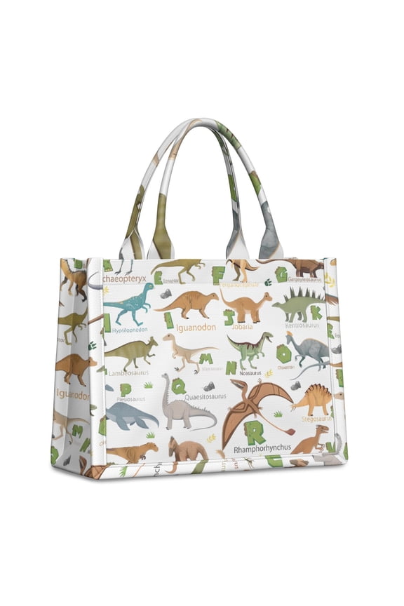 Large Capacity Tote Bag,Alphabet Dinosaur Names Chart Pattern Handbag Fashion Luxury Tote Bag,15.7"x13"x 5.1" Inches,Laptop Compatible
