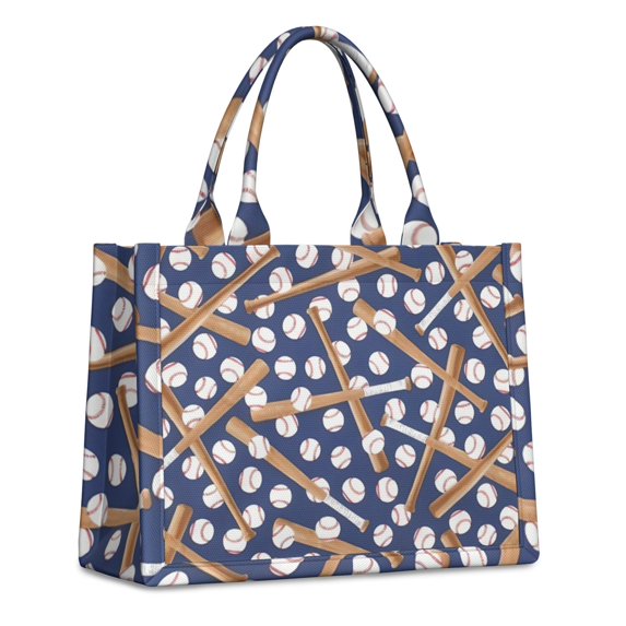 Large Capacity Tote Bag,Baseball Bats and Balls Pattern Handbag Fashion Luxury Tote Bag,15.7"x13"x 5.1" Inches,Laptop Compatible