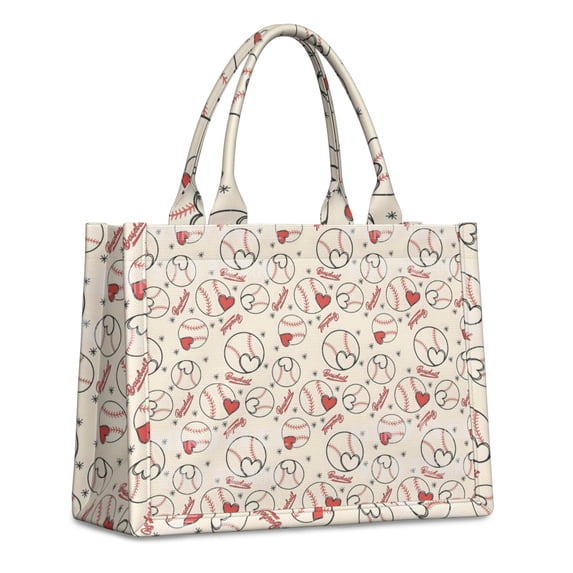 Large Capacity Tote Bag,Baseball Heart Pattern Handbag Fashion Luxury Tote Bag,15.7"x13"x 5.1" Inches,Laptop Compatible