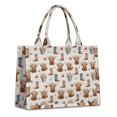 thumbnail image 1 of Large Capacity Tote Bag,Beige Highland Cow Boot Flower Pattern Handbag Fashion Luxury Tote Bag,15.7"x13"x 5.1" Inches,Laptop Compatible, 1 of 6