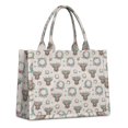 thumbnail image 1 of Large Capacity Tote Bag,Beige Highland Cow Flower Wreath Pattern Handbag Fashion Luxury Tote Bag,15.7"x13"x 5.1" Inches,Laptop Compatible, 1 of 6