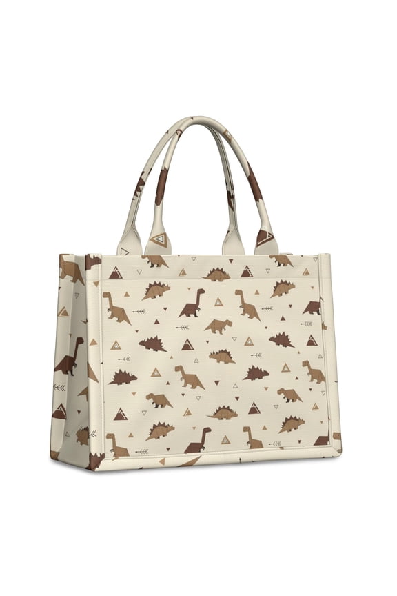 Large Capacity Tote Bag,Beige Origami Dinosaurs Pattern Handbag Fashion Luxury Tote Bag,15.7"x13"x 5.1" Inches,Laptop Compatible