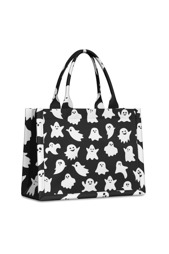 Large Capacity Tote Bag,Black Halloween Ghosts Handbag Fashion Luxury Tote Bag,15.7"x13"x 5.1" Inches,Laptop Compatible