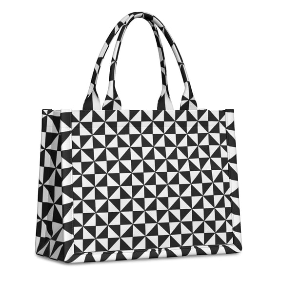 Large Capacity Tote Bag,Black White Checkerboard Checkered Pattern Handbag Fashion Luxury Tote Bag,15.7"x13"x 5.1" Inches,Laptop Compatible