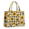 thumbnail image 1 of Large Capacity Tote Bag,Black White Gray Checker Sunflower Pattern Handbag Fashion Luxury Tote Bag,15.7"x13"x 5.1" Inches,Laptop Compatible, 1 of 6