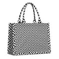 thumbnail image 1 of Large Capacity Tote Bag,Black White Square Checkered Pattern Handbag Fashion Luxury Tote Bag,15.7"x13"x 5.1" Inches,Laptop Compatible, 1 of 6